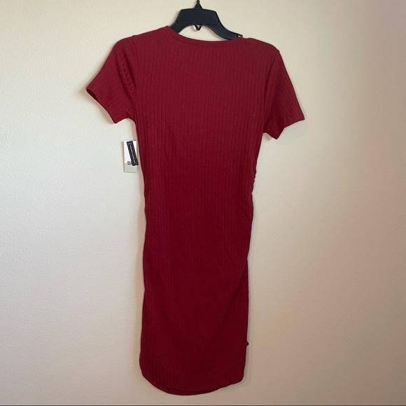 NWT BP ribbed Bodycon red dress with side cinch - Picture 2 of 4